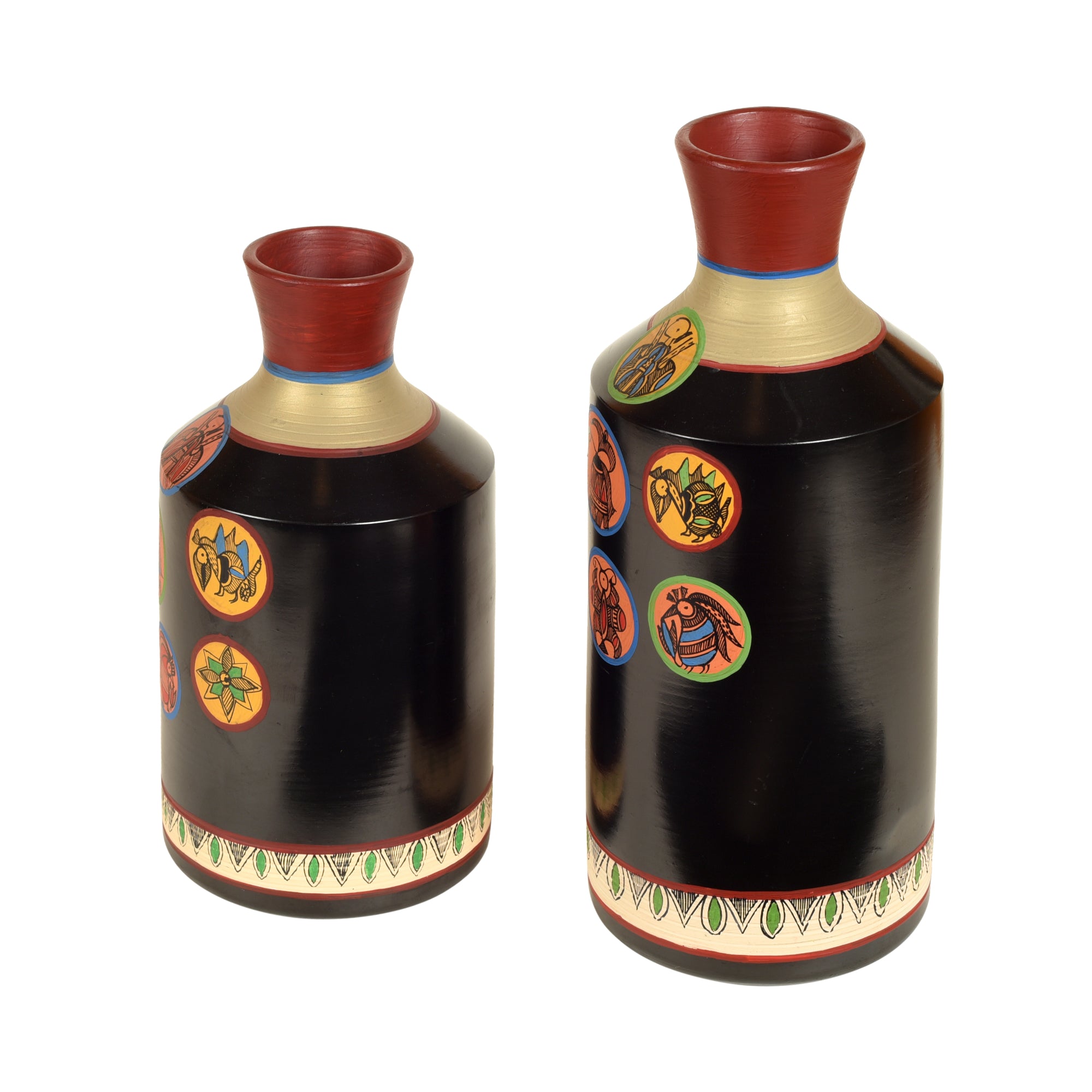 Earthen Vases Handpainted in Madhubani Tattoo Art