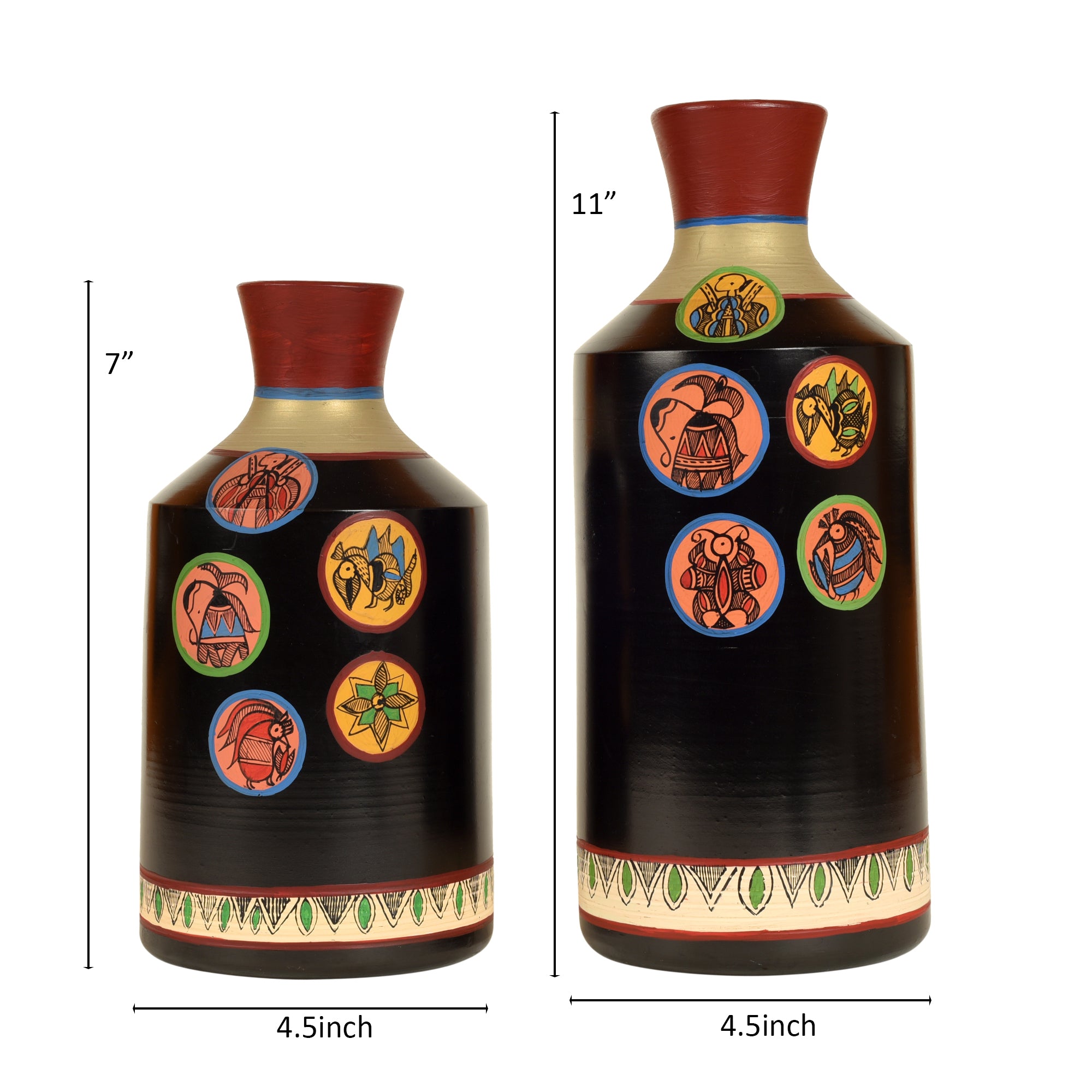 Earthen Vases Handpainted in Madhubani Tattoo Art