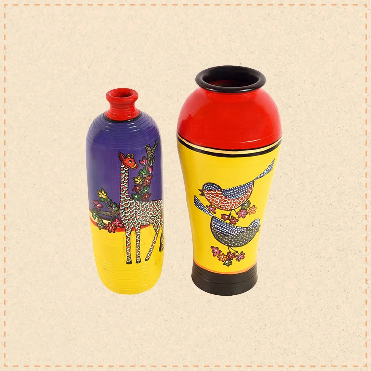 Giraffe Gallore Terracotta Vase Set of 2