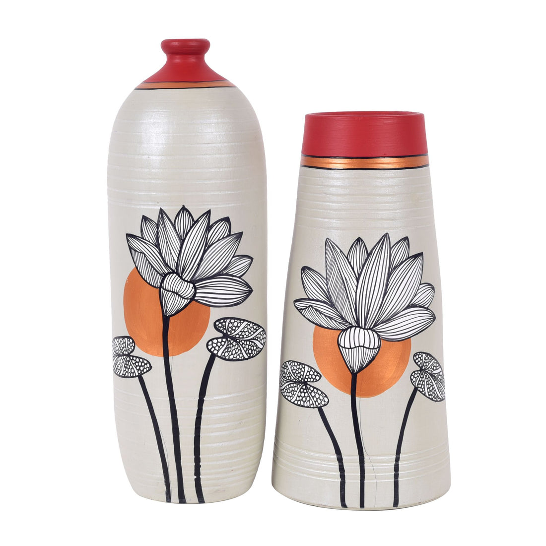 Crimson Heights Terracotta Vases S02 (3.5x11/4.5x9.5)