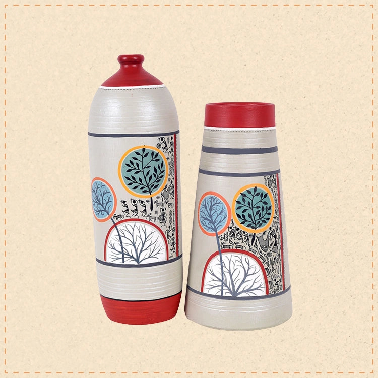 Redwood Groove Terracotta Vases S02 (4x11.5/5x9.5)