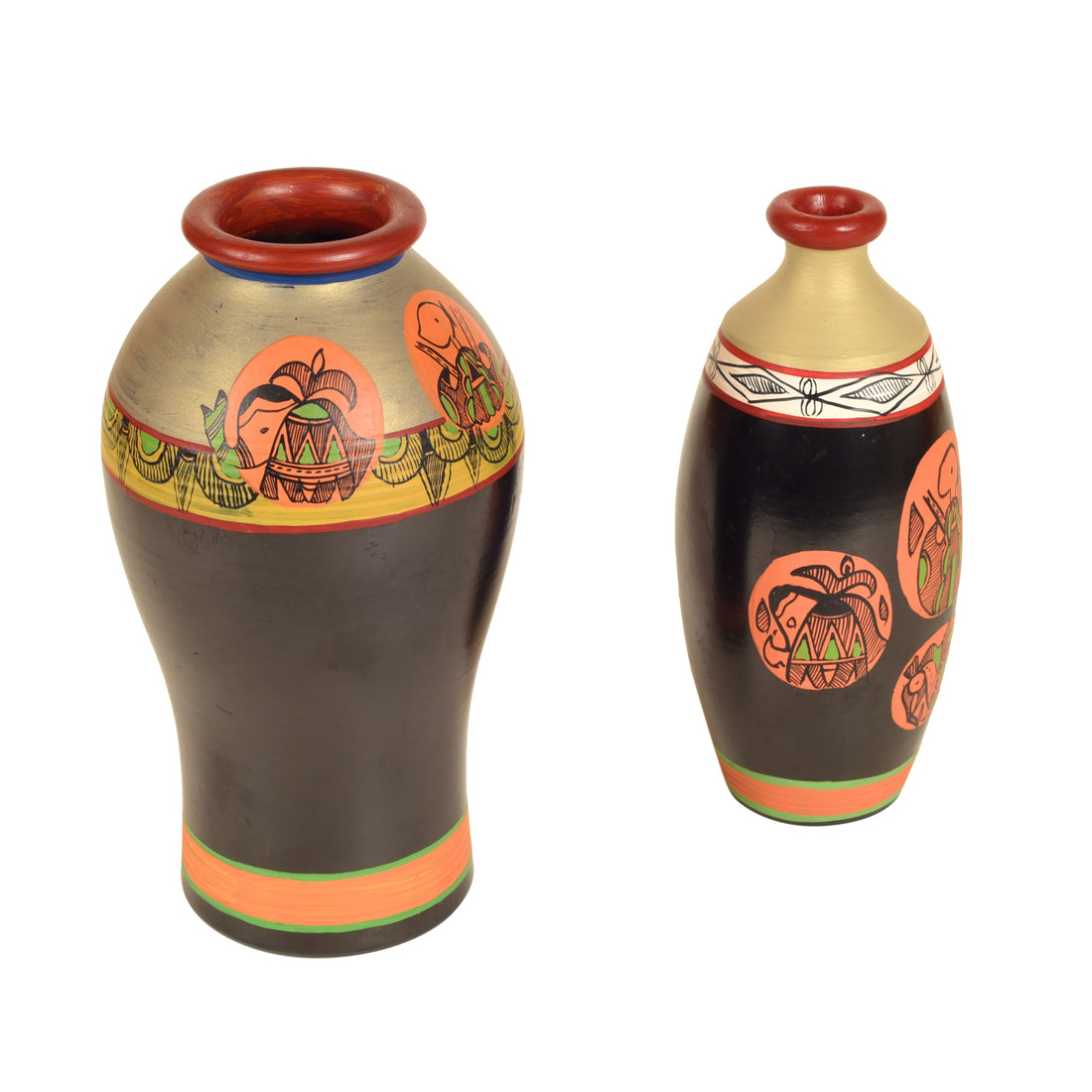 Earthen Vases Handpainted in Madhubani Tattoo Art