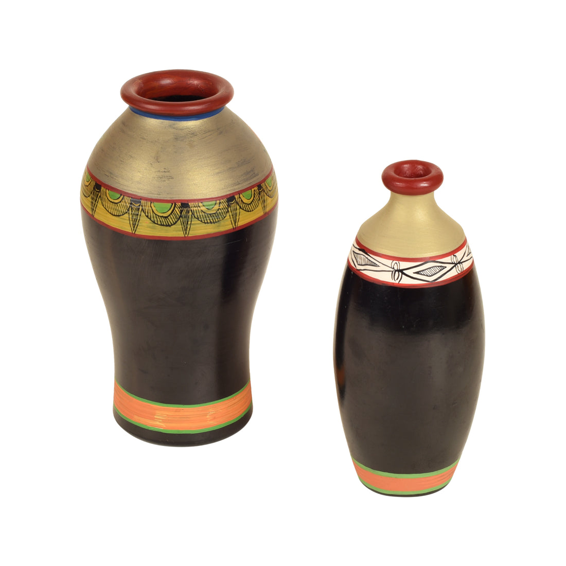 Earthen Vases Handpainted in Madhubani Tattoo Art