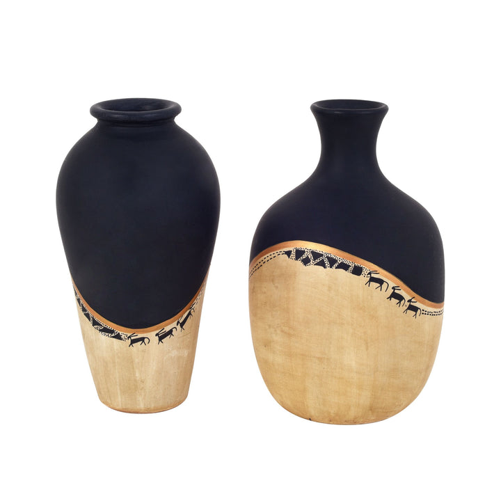 Midnight's secret small vase SET OF two (4x4x7 , 5x5x7)