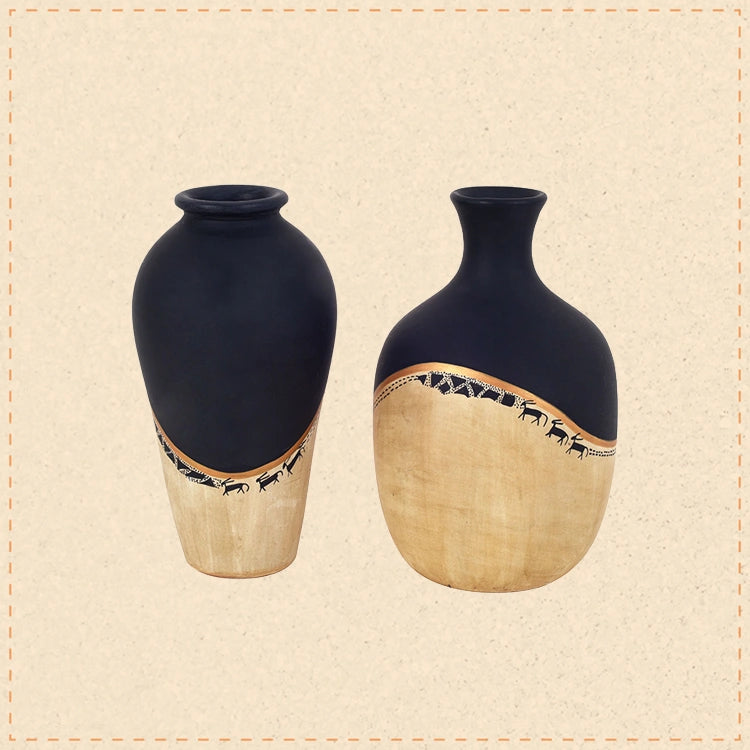 Midnight's secret small vase SET OF two (4x4x7 , 5x5x7)