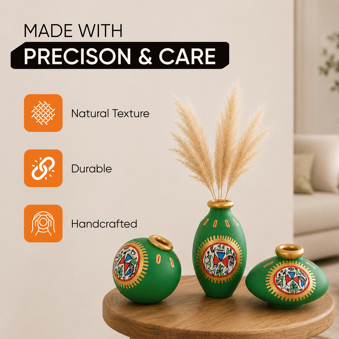 Terra Trio Handpainted Vases