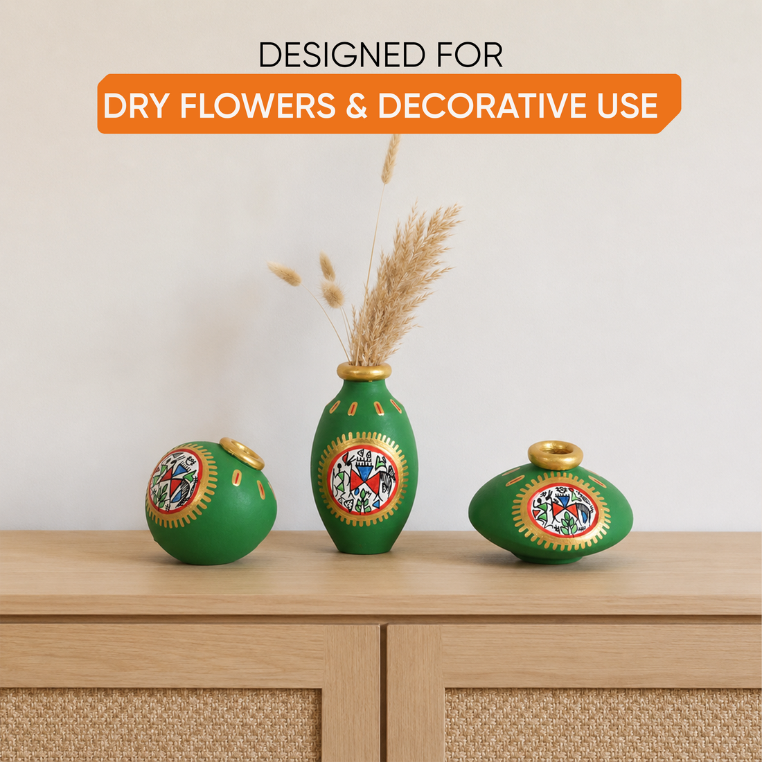 Terra Trio Handpainted Vases