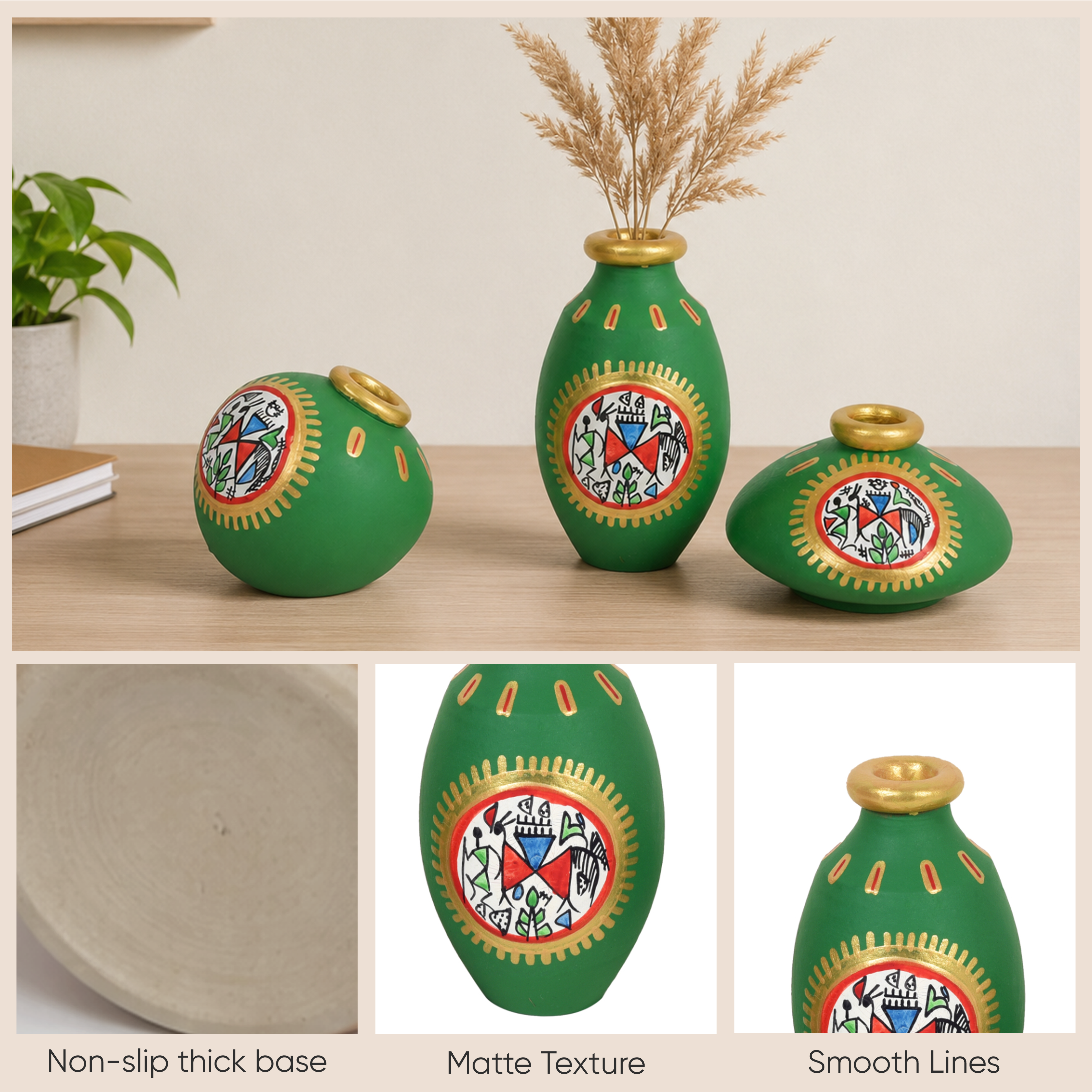 Terra Trio Handpainted Vases