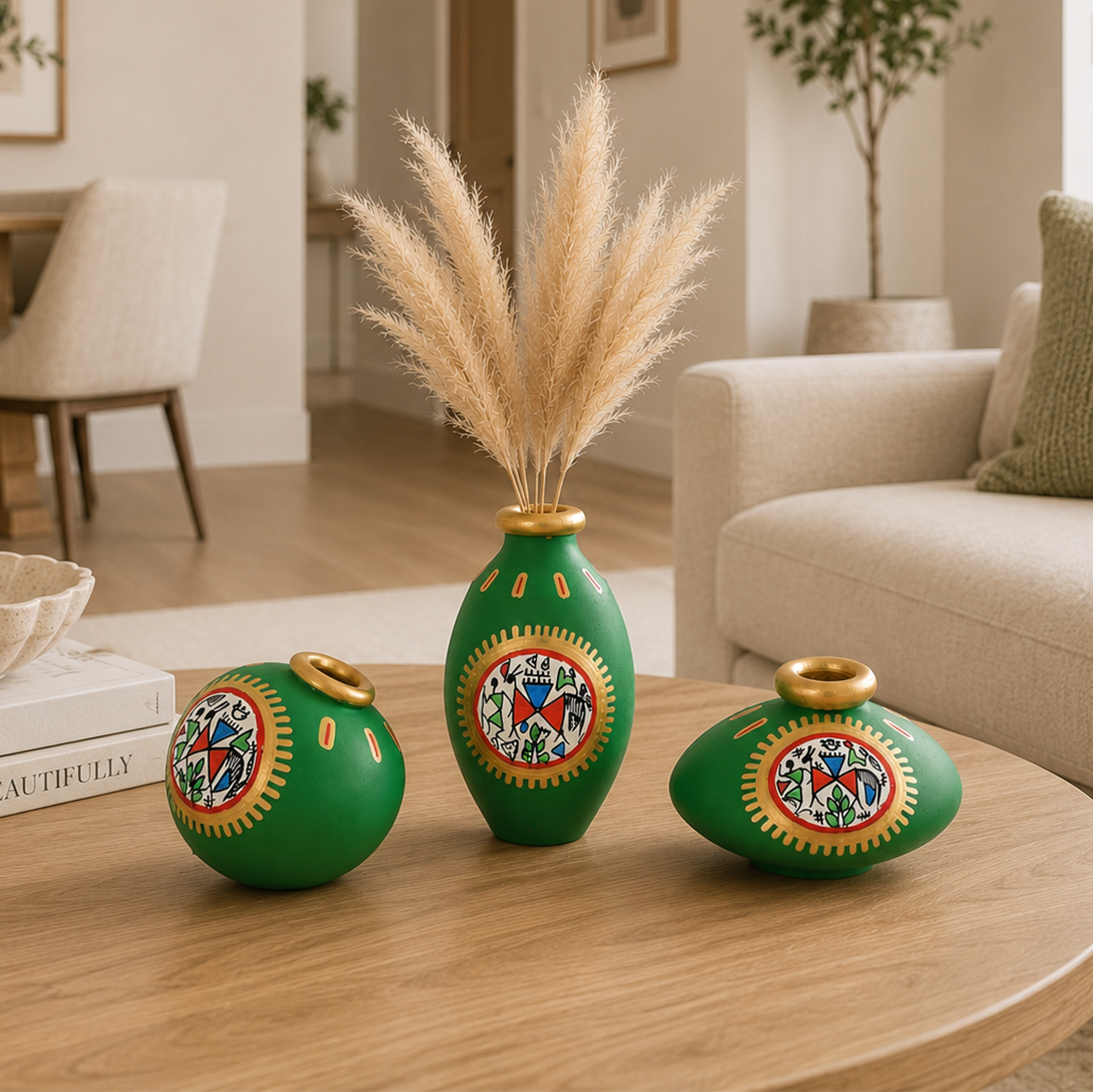 Terra Trio Handpainted Vases