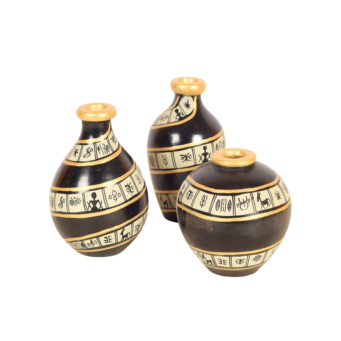 Black Spiral Terracotta Miniature Decor Vases