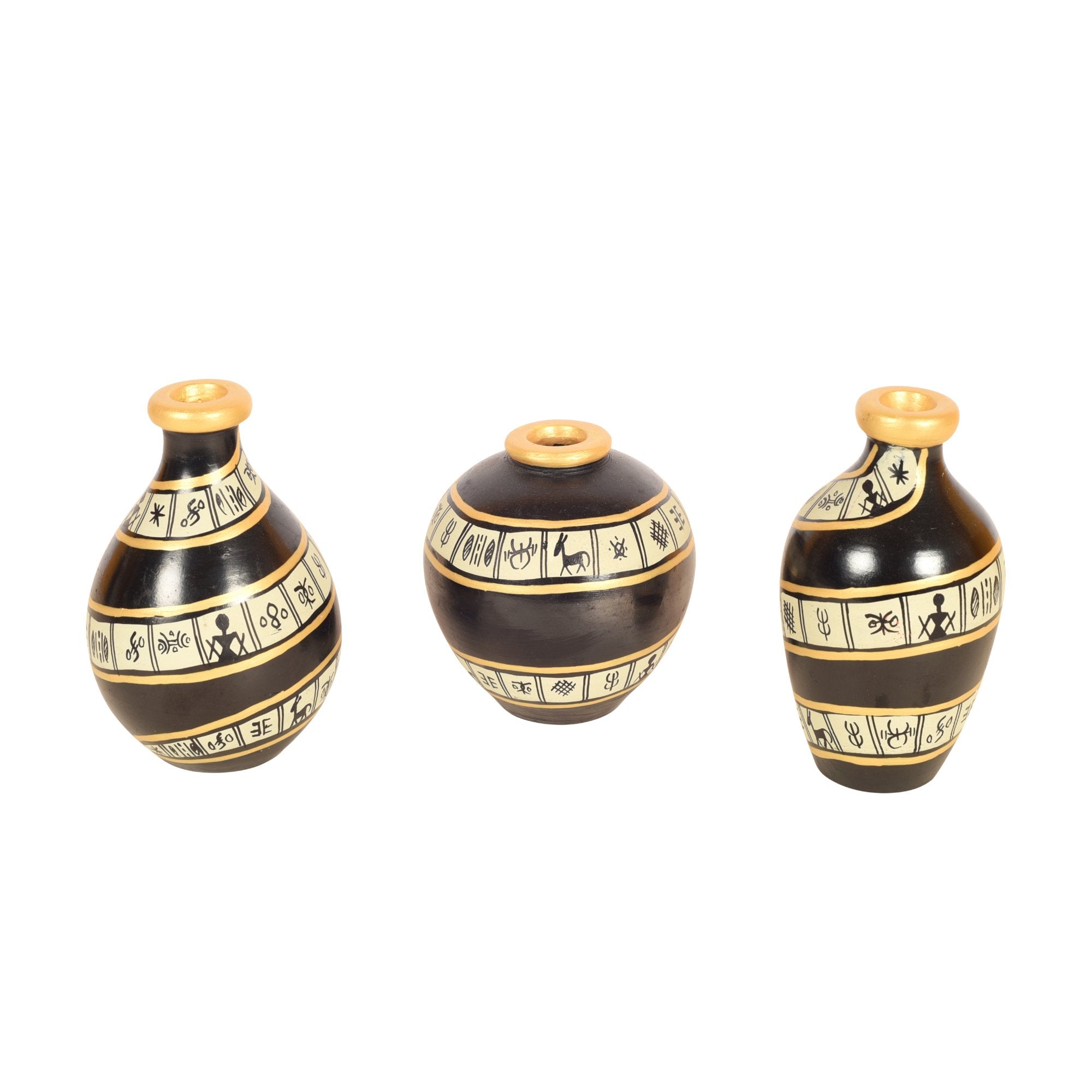 Black Spiral Terracotta Miniature Decor Vases