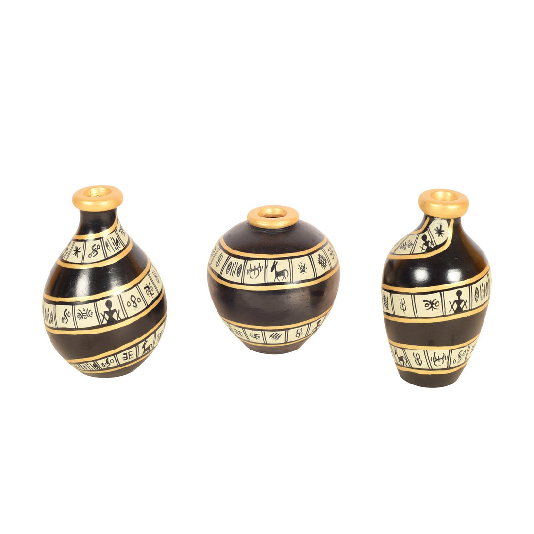 Black Spiral Terracotta Miniature Decor Vases