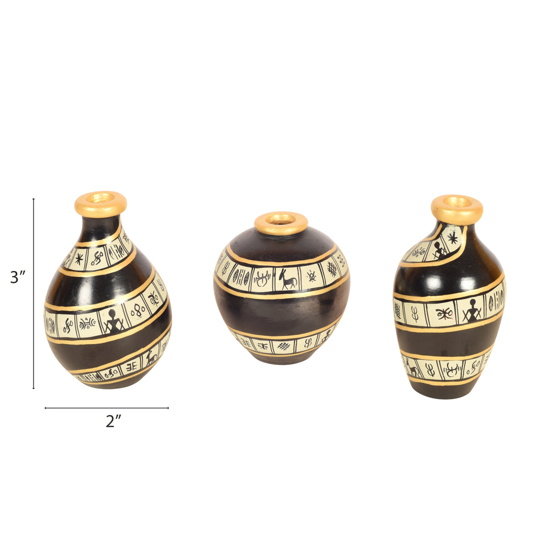 Black Spiral Terracotta Miniature Decor Vases