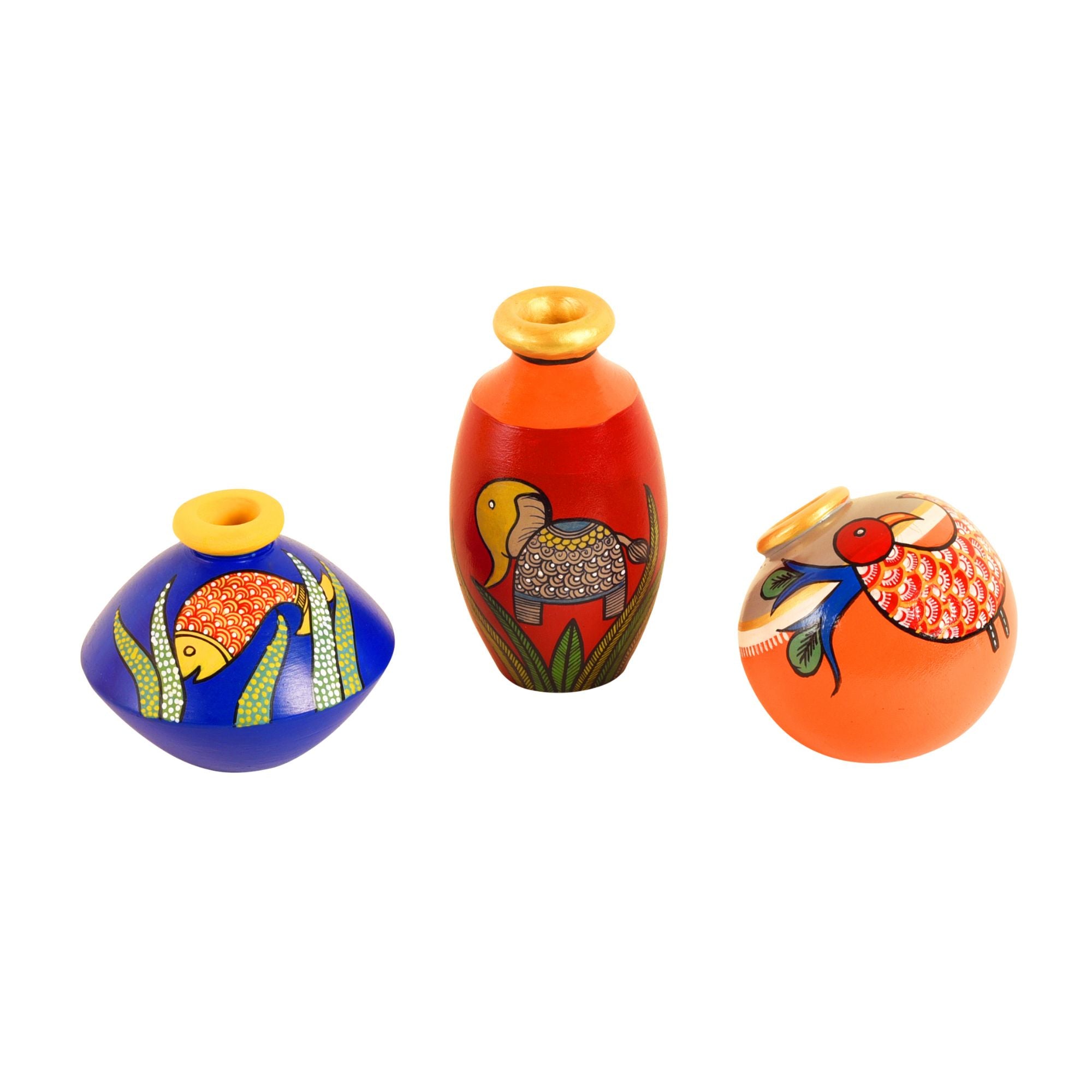 Miniature Animals Terracotta Vase Set of 3