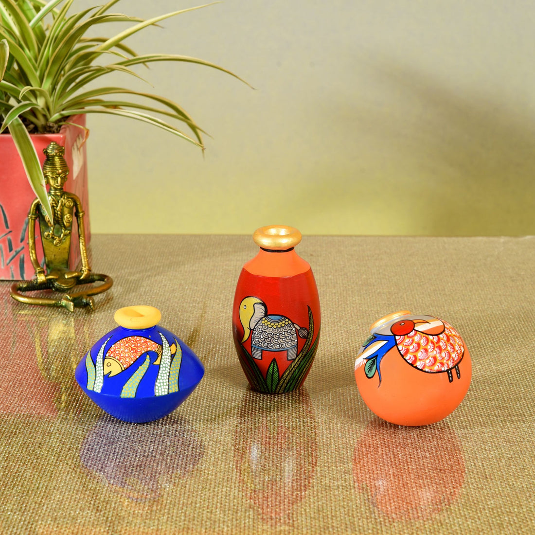 Miniature Animals Terracotta Vase Set of 3