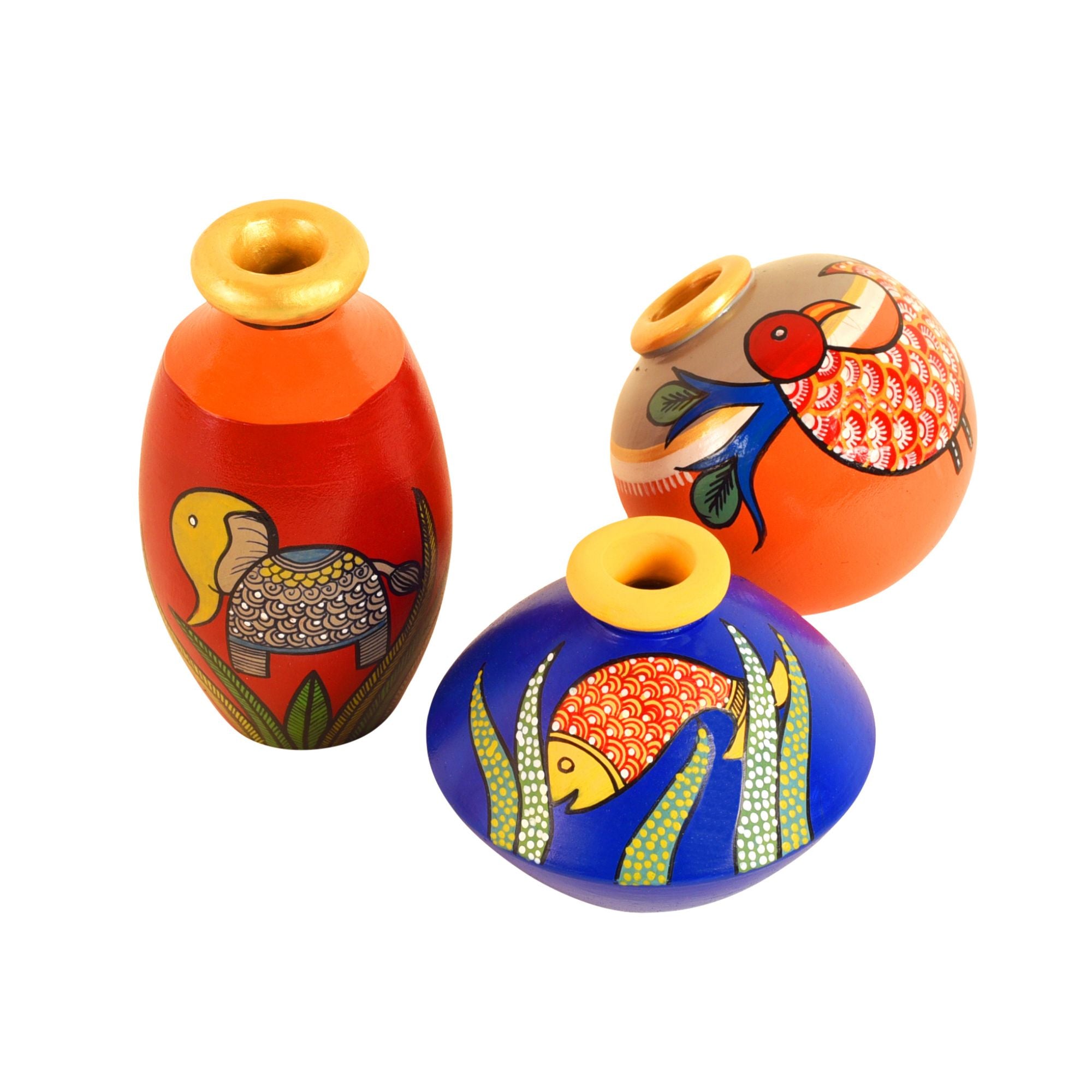Miniature Animals Terracotta Vase Set of 3