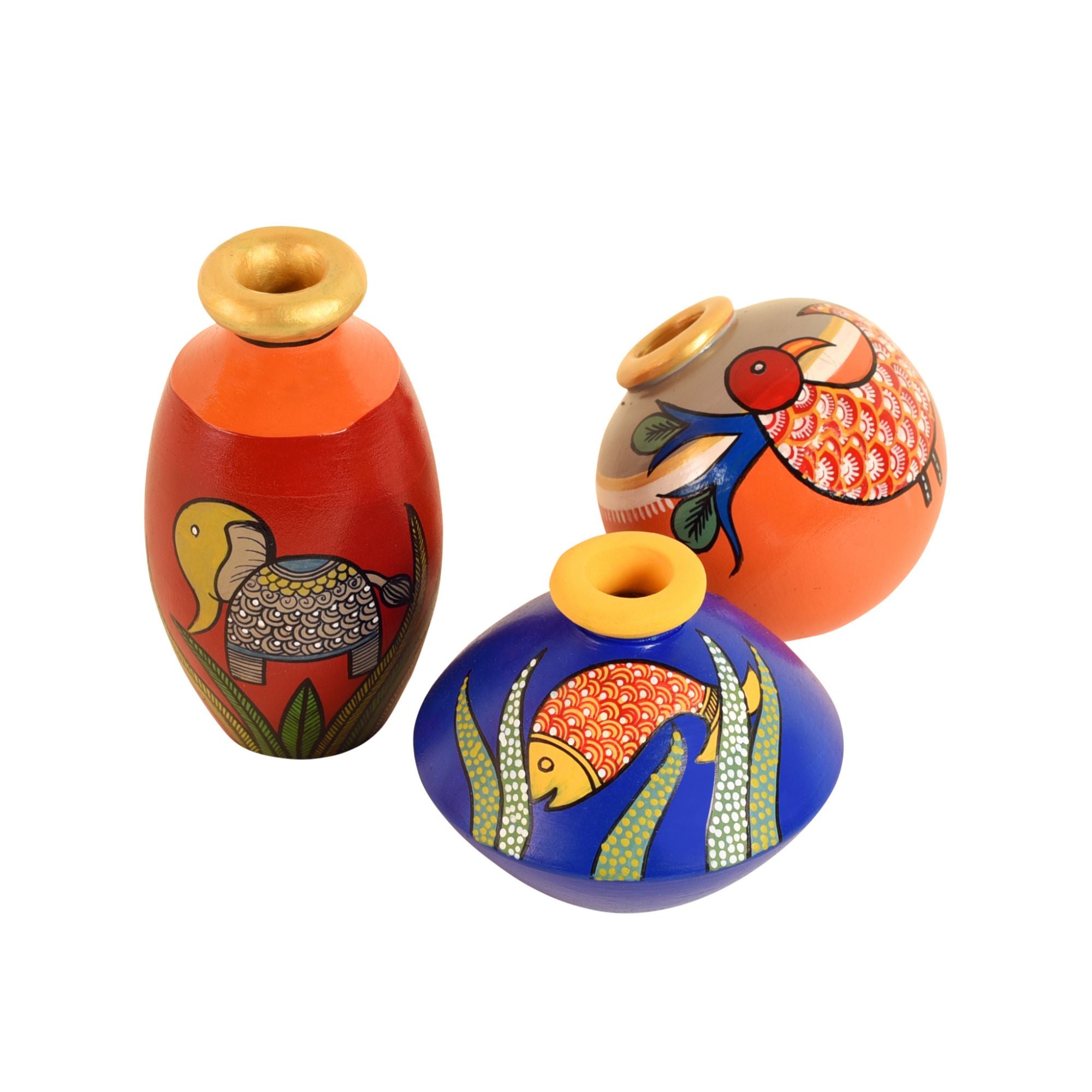 Miniature Animals Terracotta Vase Set of 3