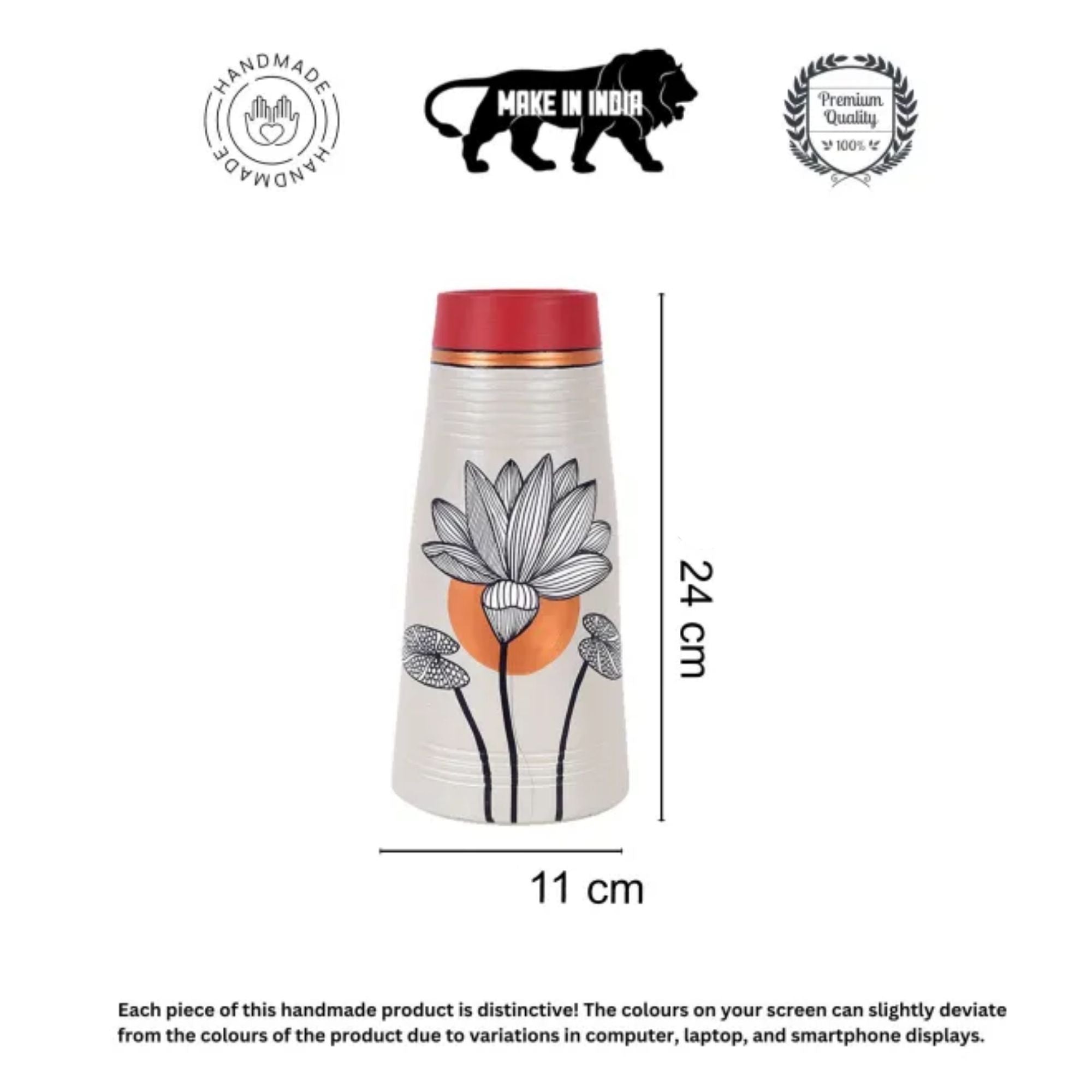 Crimson Heights Terracotta Pyramid Vase (4.5x4.5x9.5)