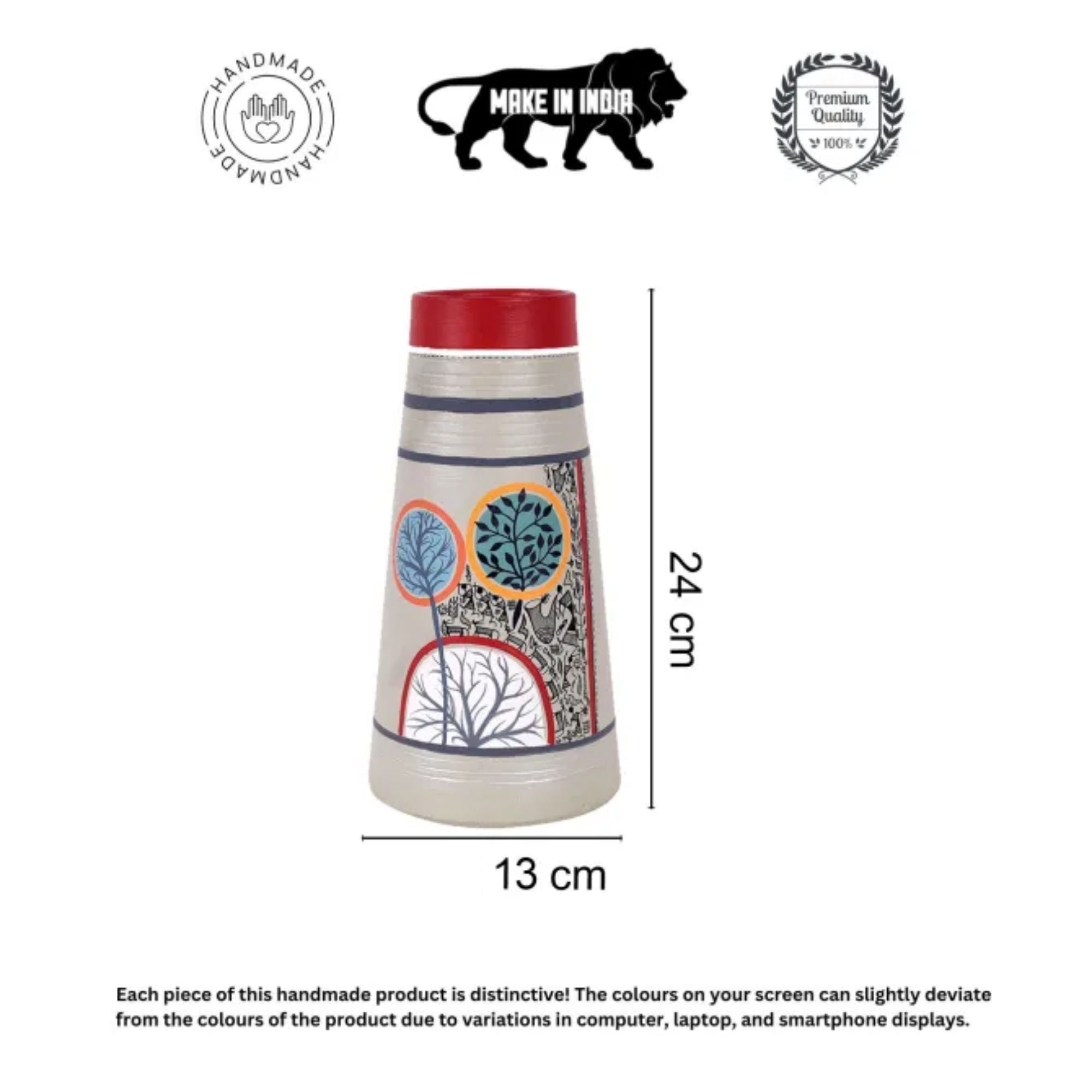 Redwood Groove Terracotta Pyramid Vase (5x5x9.5)