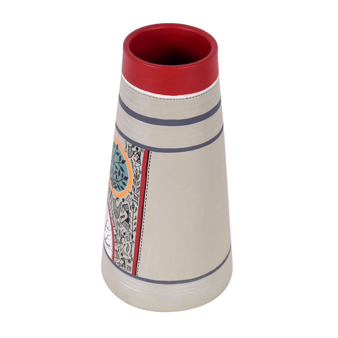 Redwood Groove Terracotta Pyramid Vase (5x5x9.5)