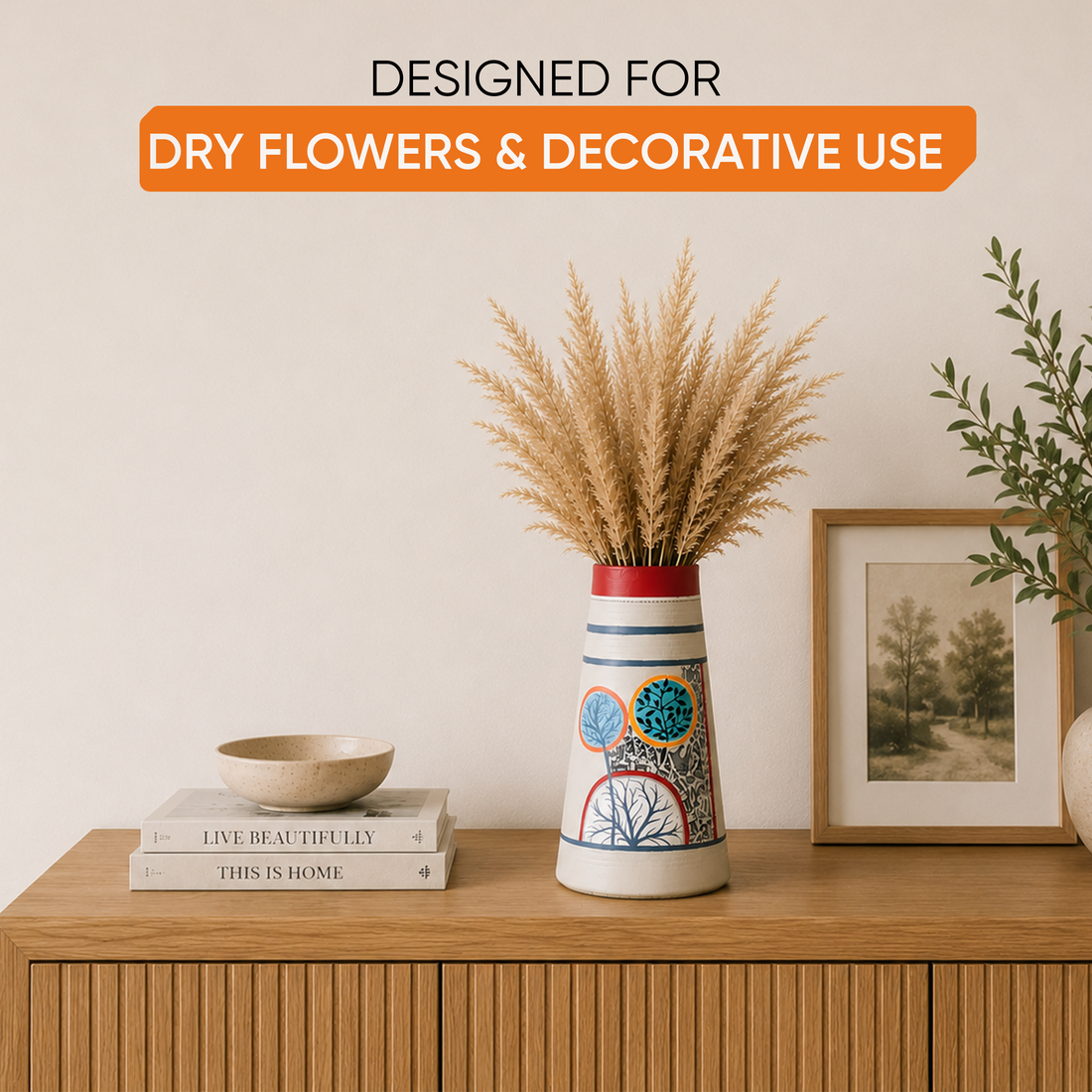 Redwood Groove Terracotta Pyramid Vase (5x5x9.5)
