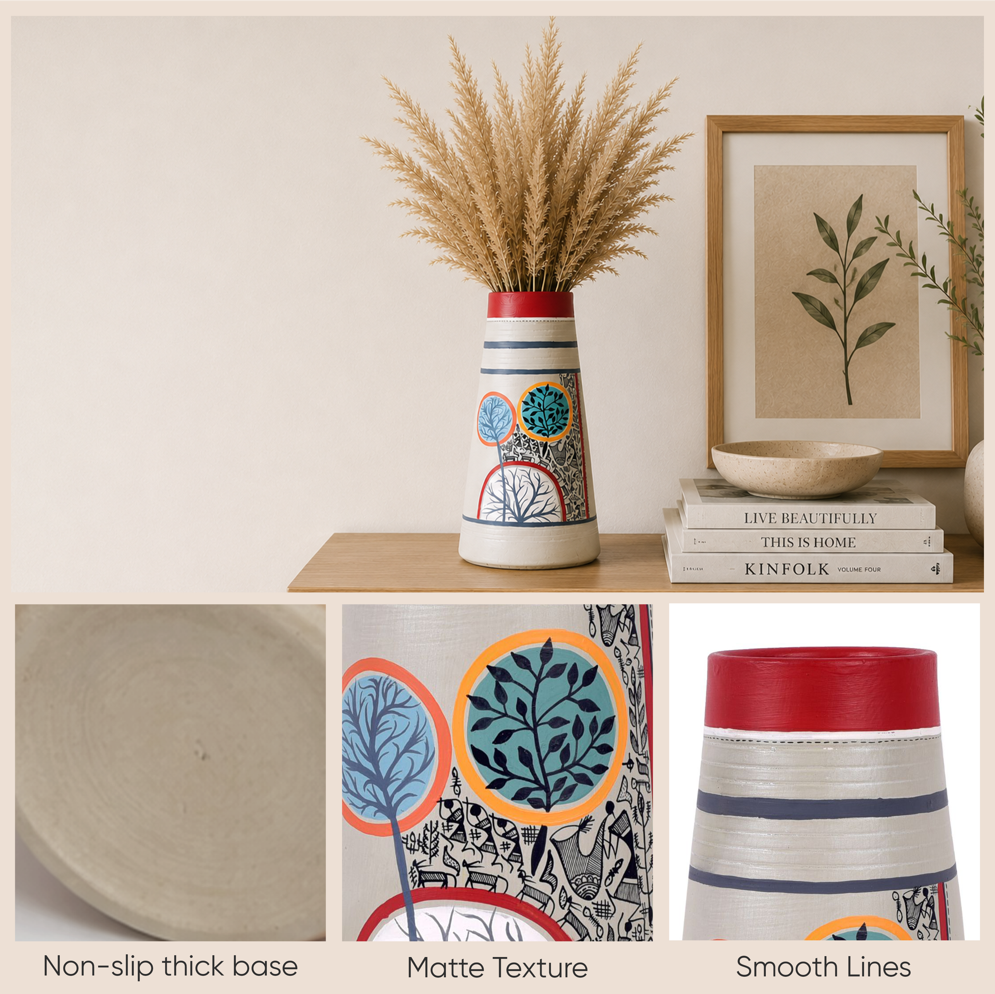 Redwood Groove Terracotta Pyramid Vase (5x5x9.5)
