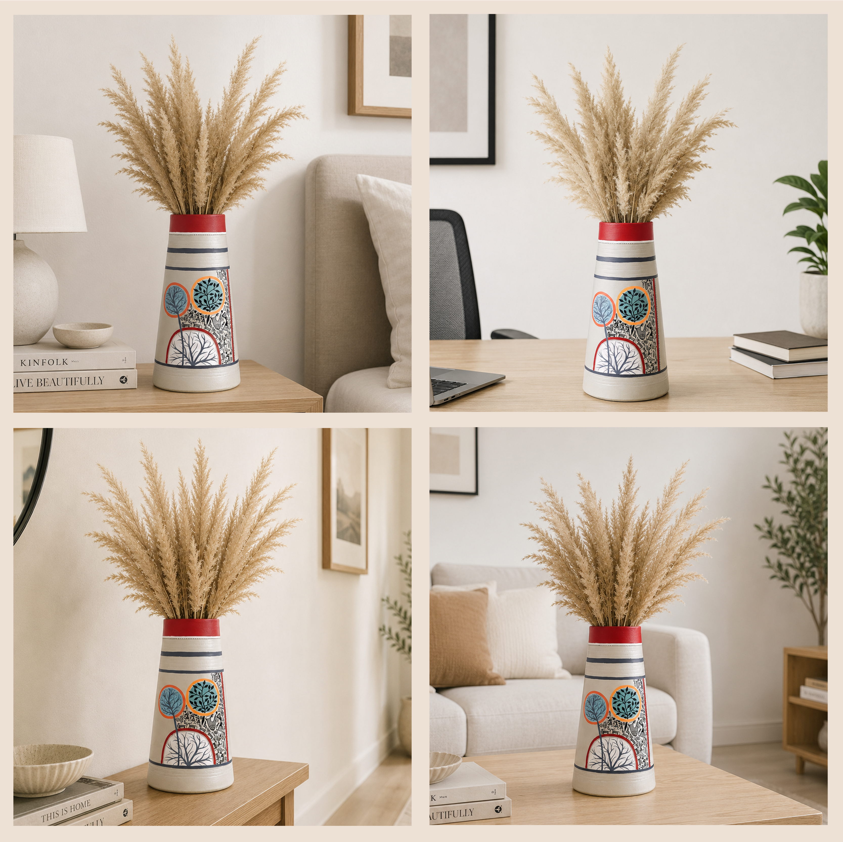 Redwood Groove Terracotta Pyramid Vase (5x5x9.5)