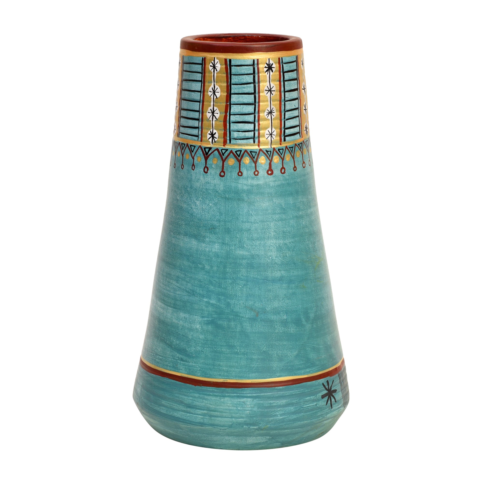 Turquoise Blue Conical Vase (9x5.2 Dia)