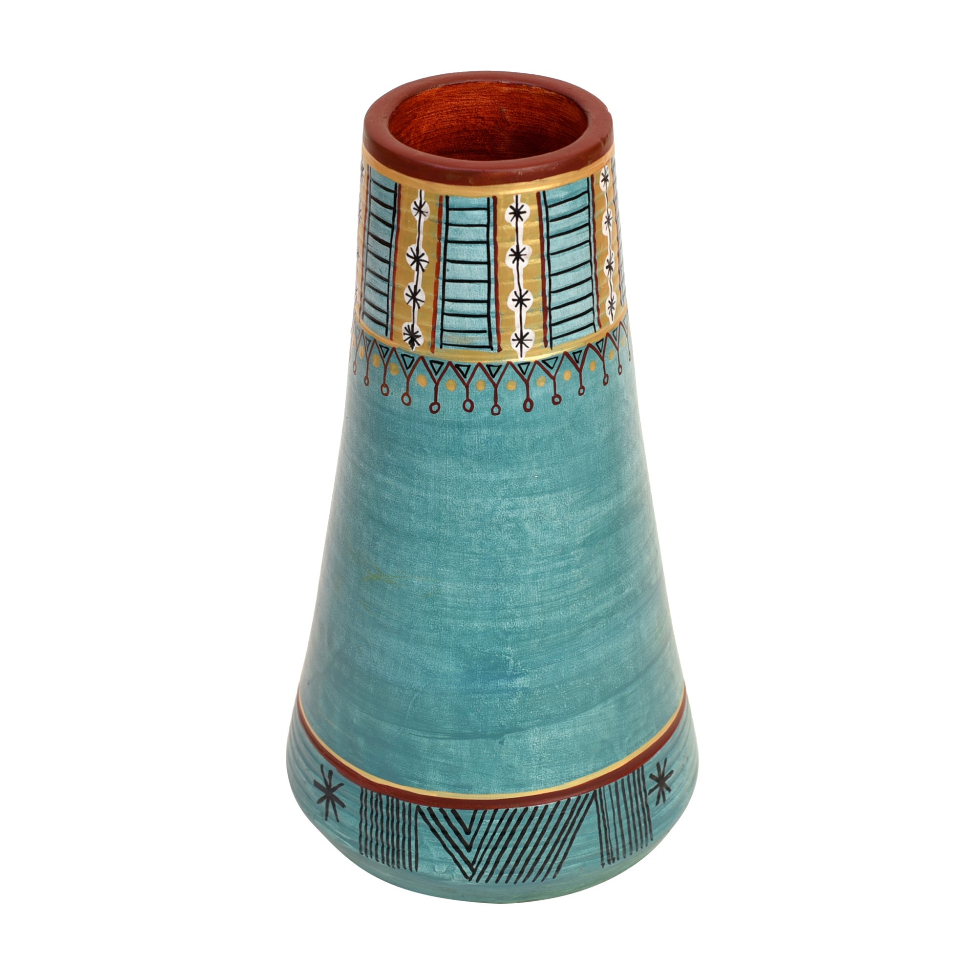 Turquoise Blue Conical Vase (9x5.2 Dia)