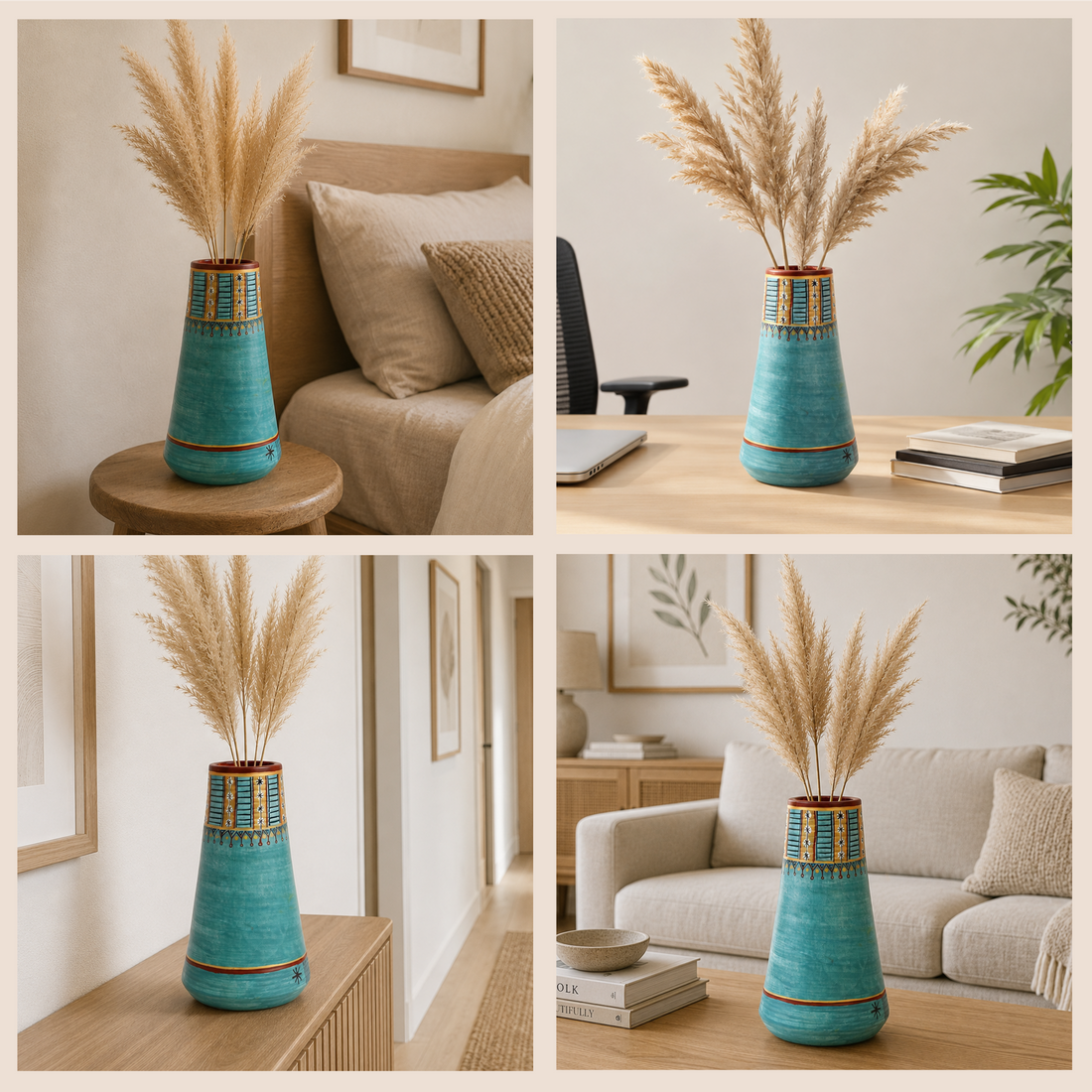 Turquoise Blue Conical Vase (9x5.2 Dia)