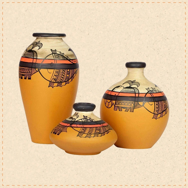 Mithila Terracotta Vases  (Set of 3) 4.4/5/7