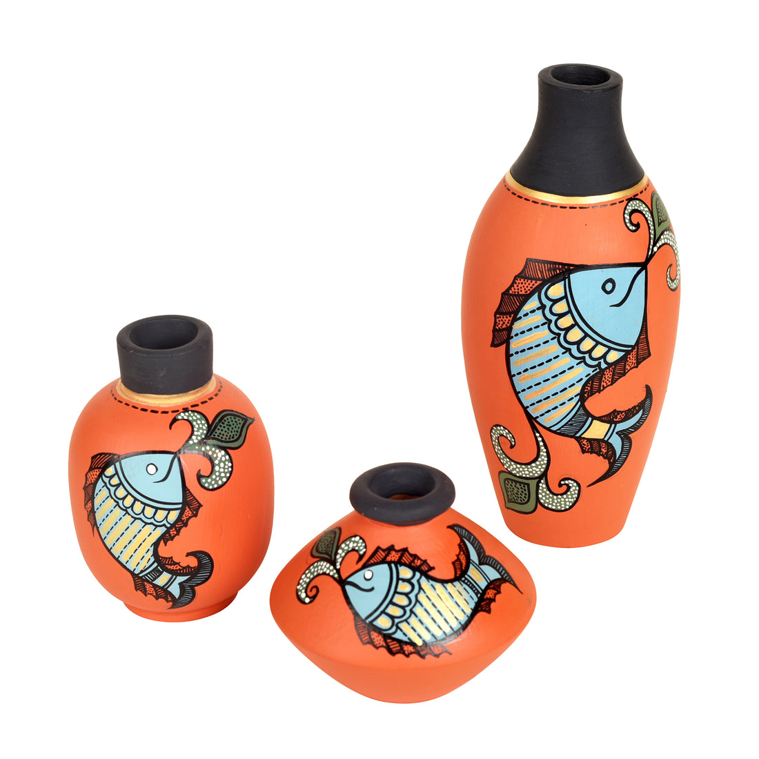 Happy Fishes Vases (So3) in Orange (2.5x5/2x3/2.5x2.5)