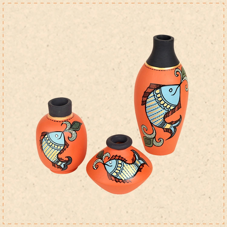 Happy Fishes Vases (So3) in Orange (2.5x5/2x3/2.5x2.5)