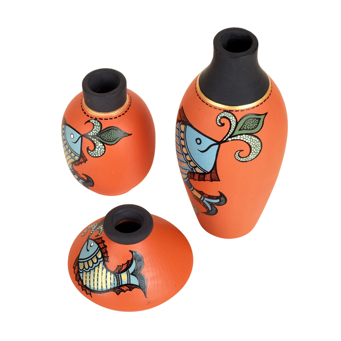 Happy Fishes Vases (So3) in Orange (2.5x5/2x3/2.5x2.5)