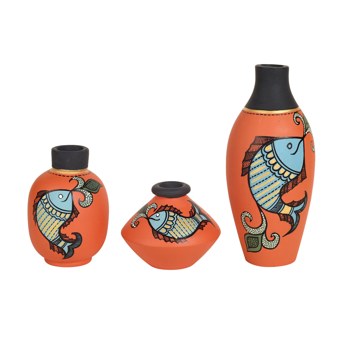 Happy Fishes Vases (So3) in Orange (2.5x5/2x3/2.5x2.5)