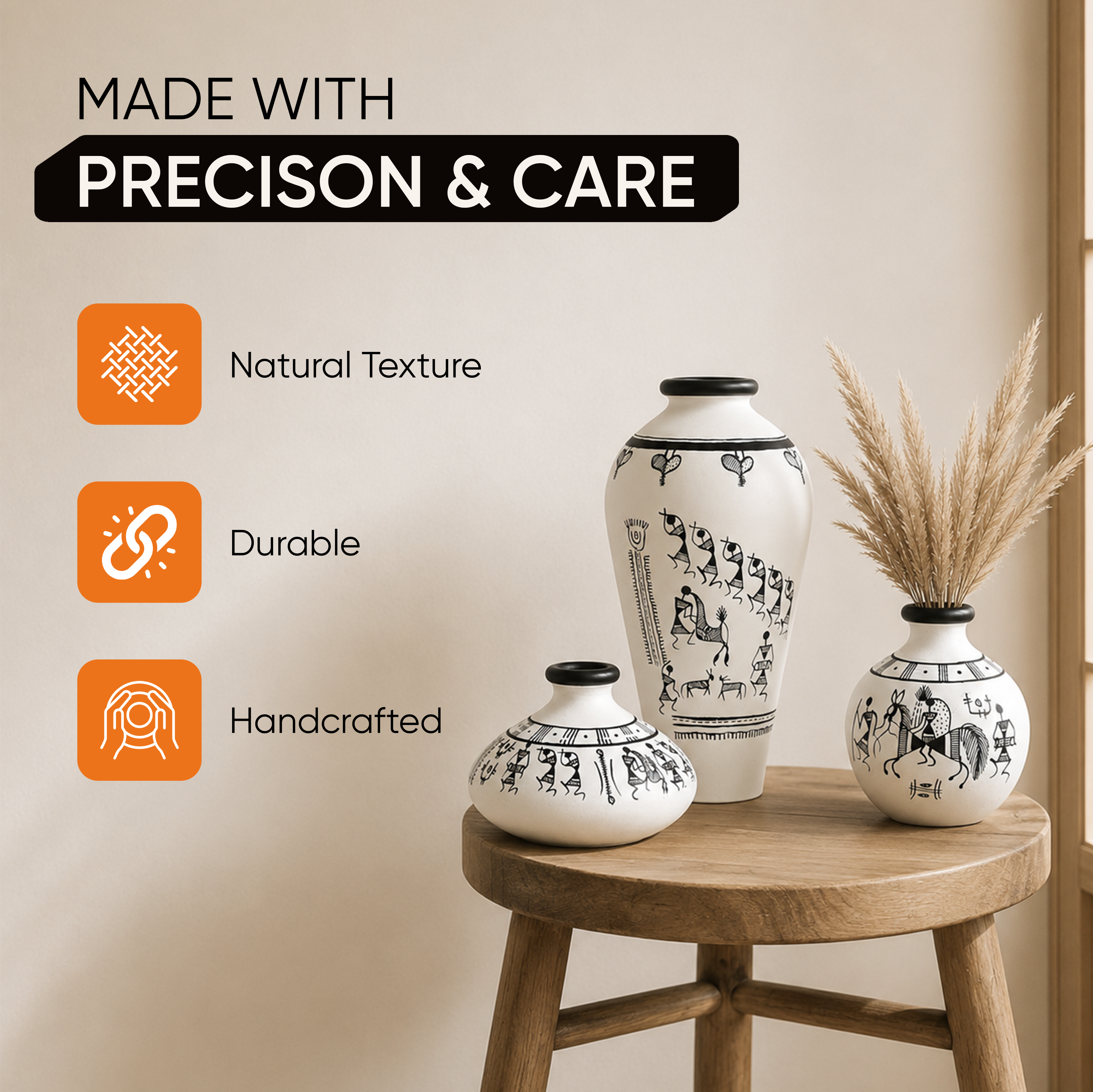 Tribal Tales Terracotta Vase Set