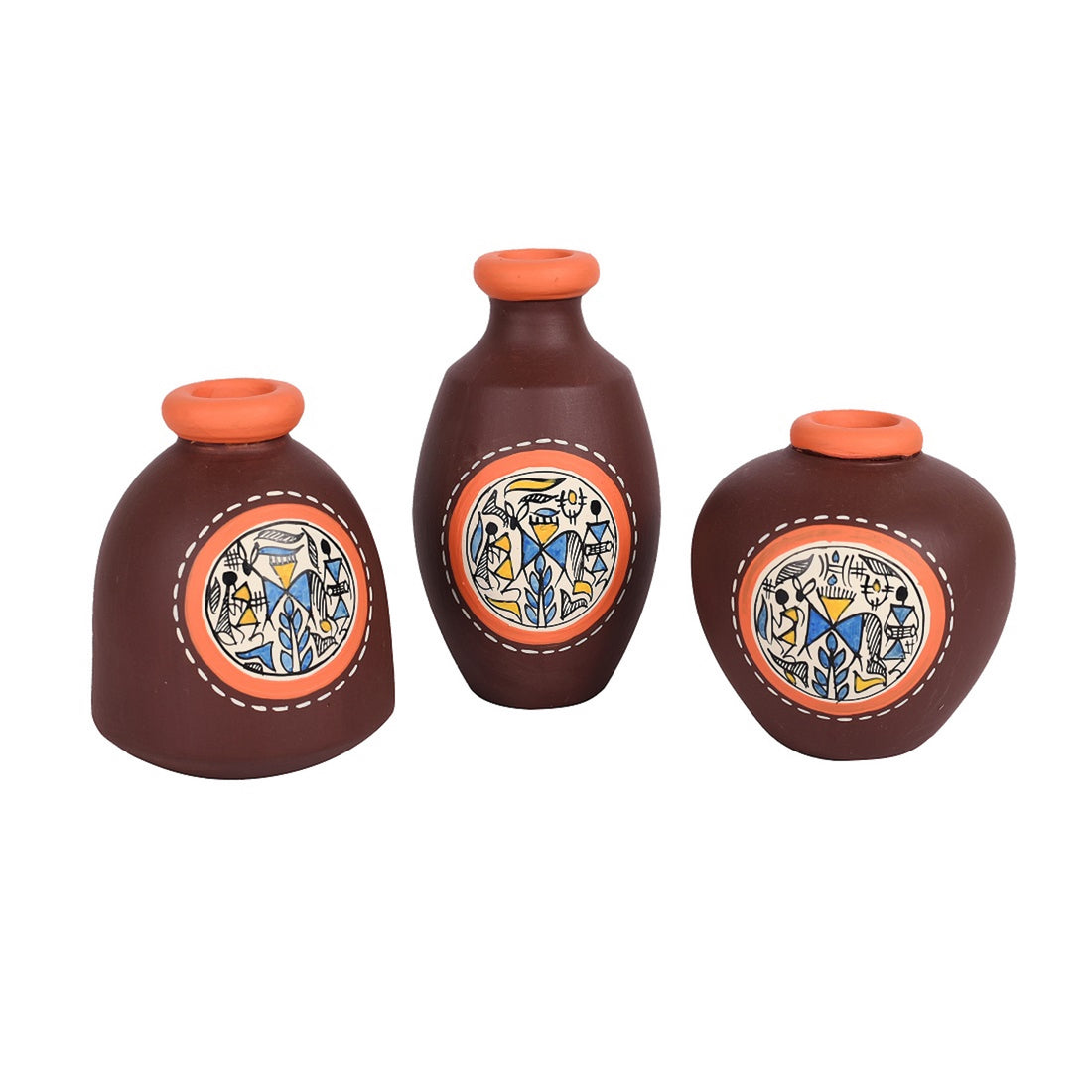 Vase Earthen Miniatures Brown Warli (So3) 2.6/3/2.4