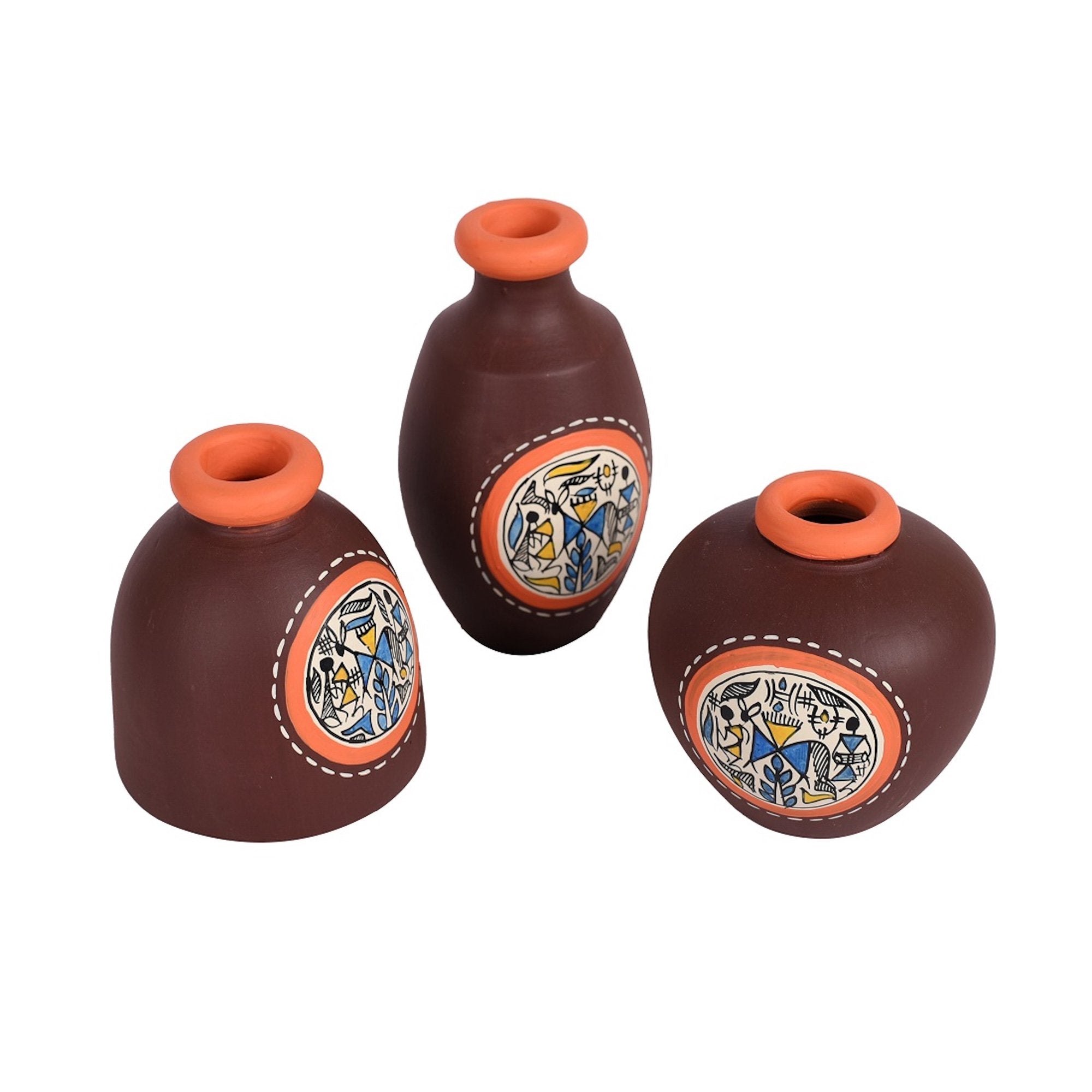 Vase Earthen Miniatures Brown Warli (So3) 2.6/3/2.4