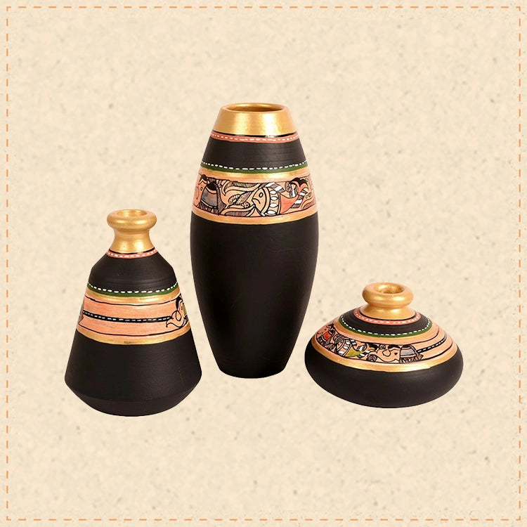 Midnight Terracotta vases (Set of 3)  6/5/3