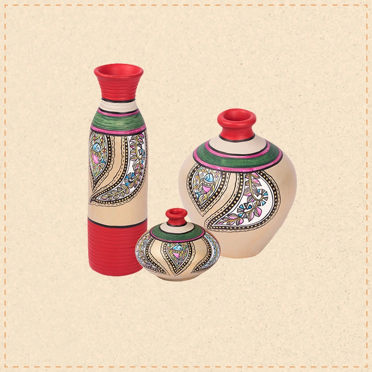 Salina Vases-Hand painted with Warli Art-So3