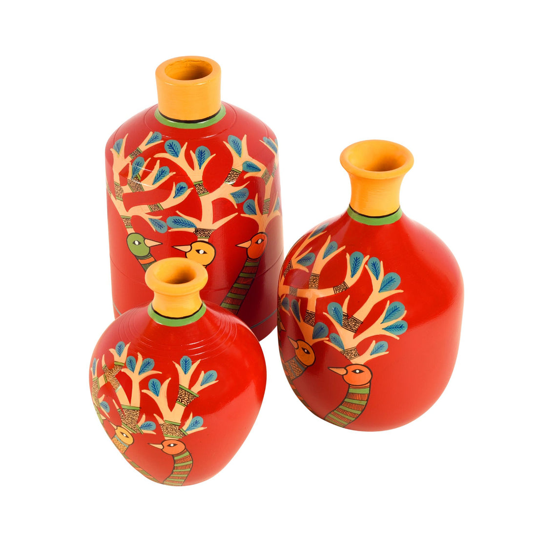 Chirping Birds Terracotta Vase Set of 3