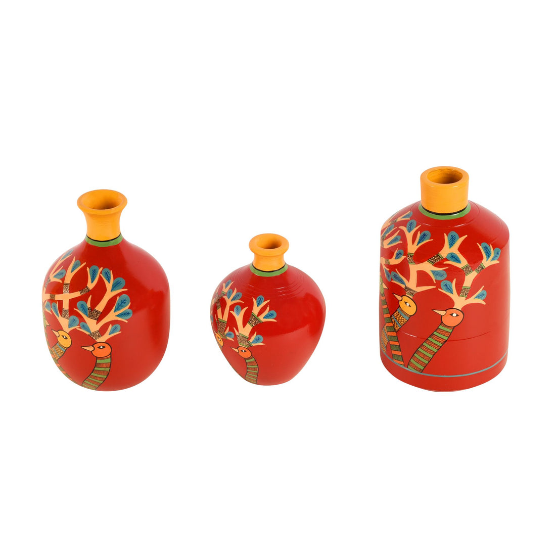 Chirping Birds Terracotta Vase Set of 3