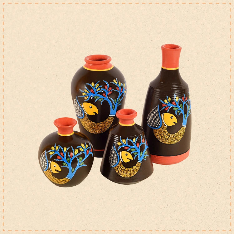 Something's Fishy Terracotta Vase Set of 4