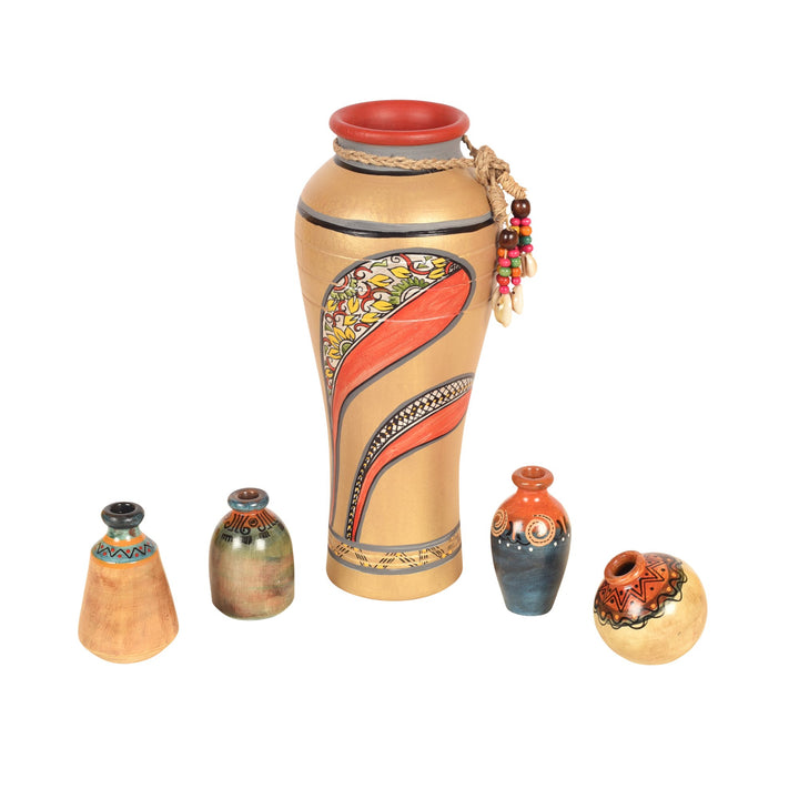 Handcrafted Terracotta Decor Vase Set (MultiColor) S05
