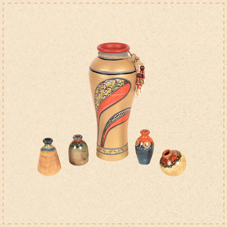 Handcrafted Terracotta Decor Vase Set (MultiColor) S05