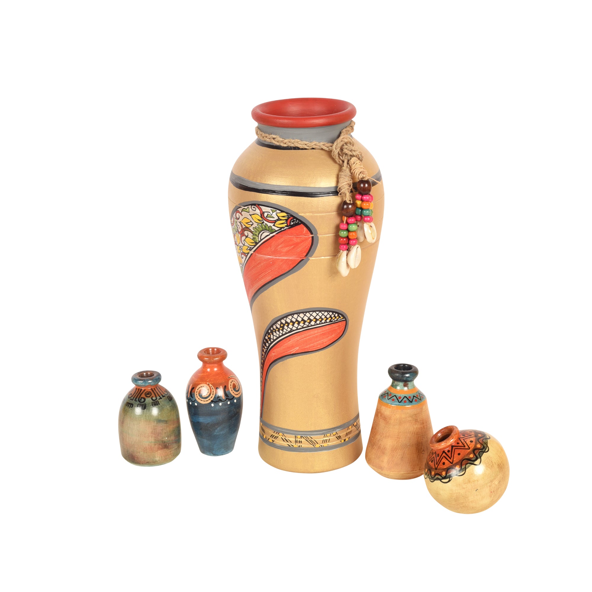 Handcrafted Terracotta Decor Vase Set (MultiColor) S05