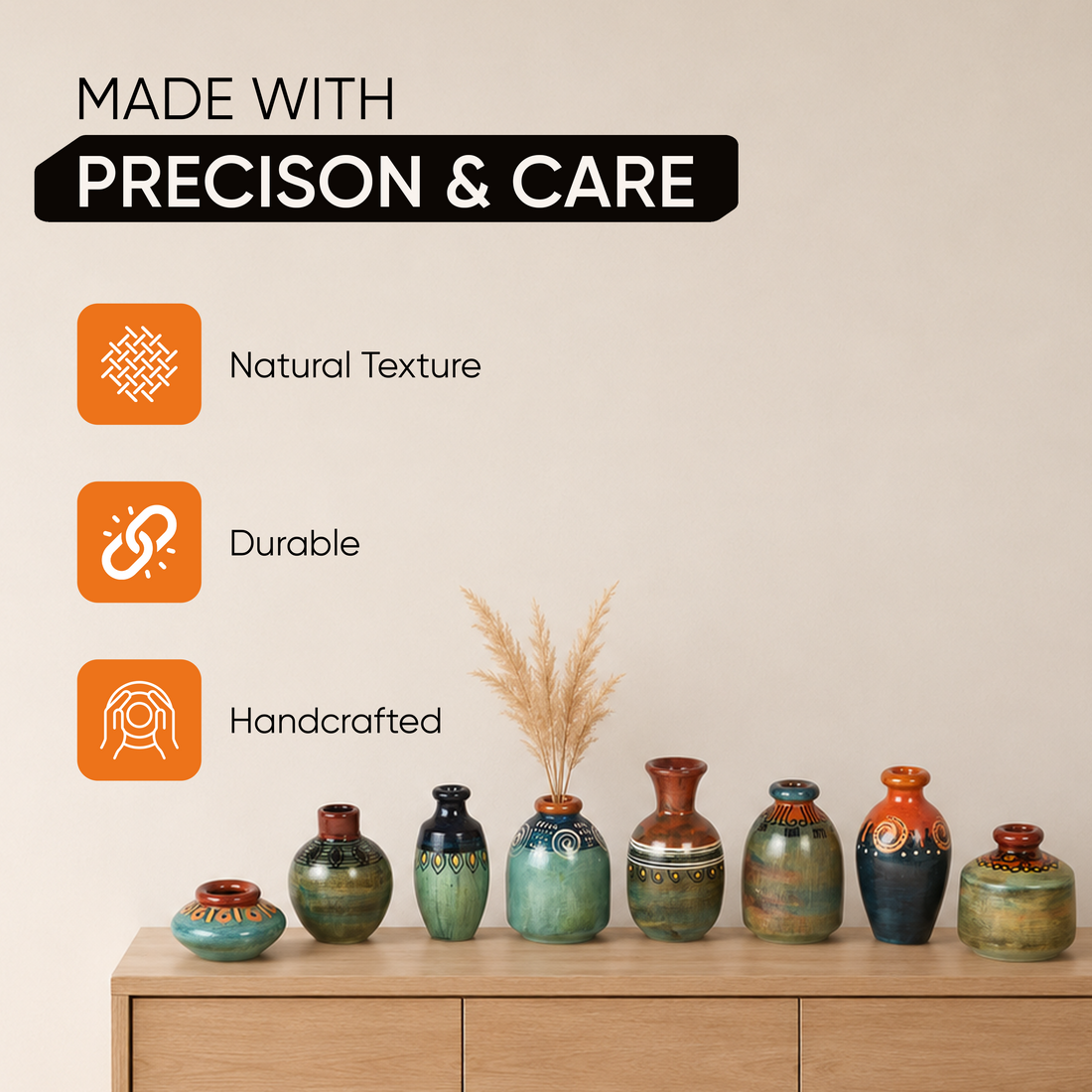 Myriad Hues Terracotta Miniature Decor Vases S08