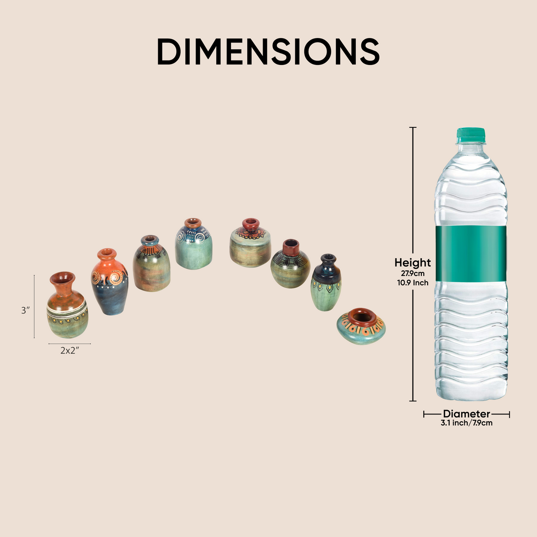 Myriad Hues Terracotta Miniature Decor Vases S08