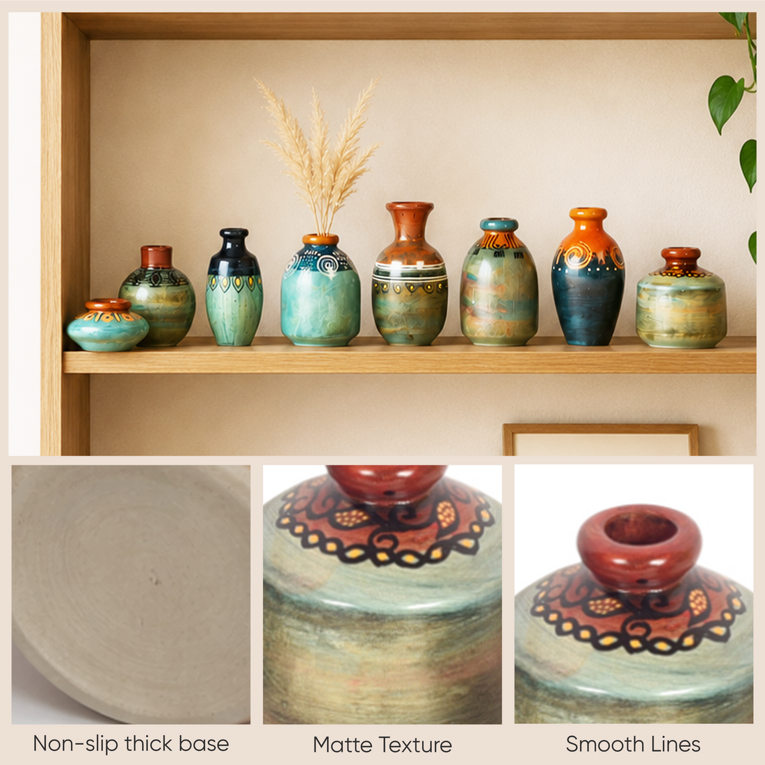 Myriad Hues Terracotta Miniature Decor Vases S08