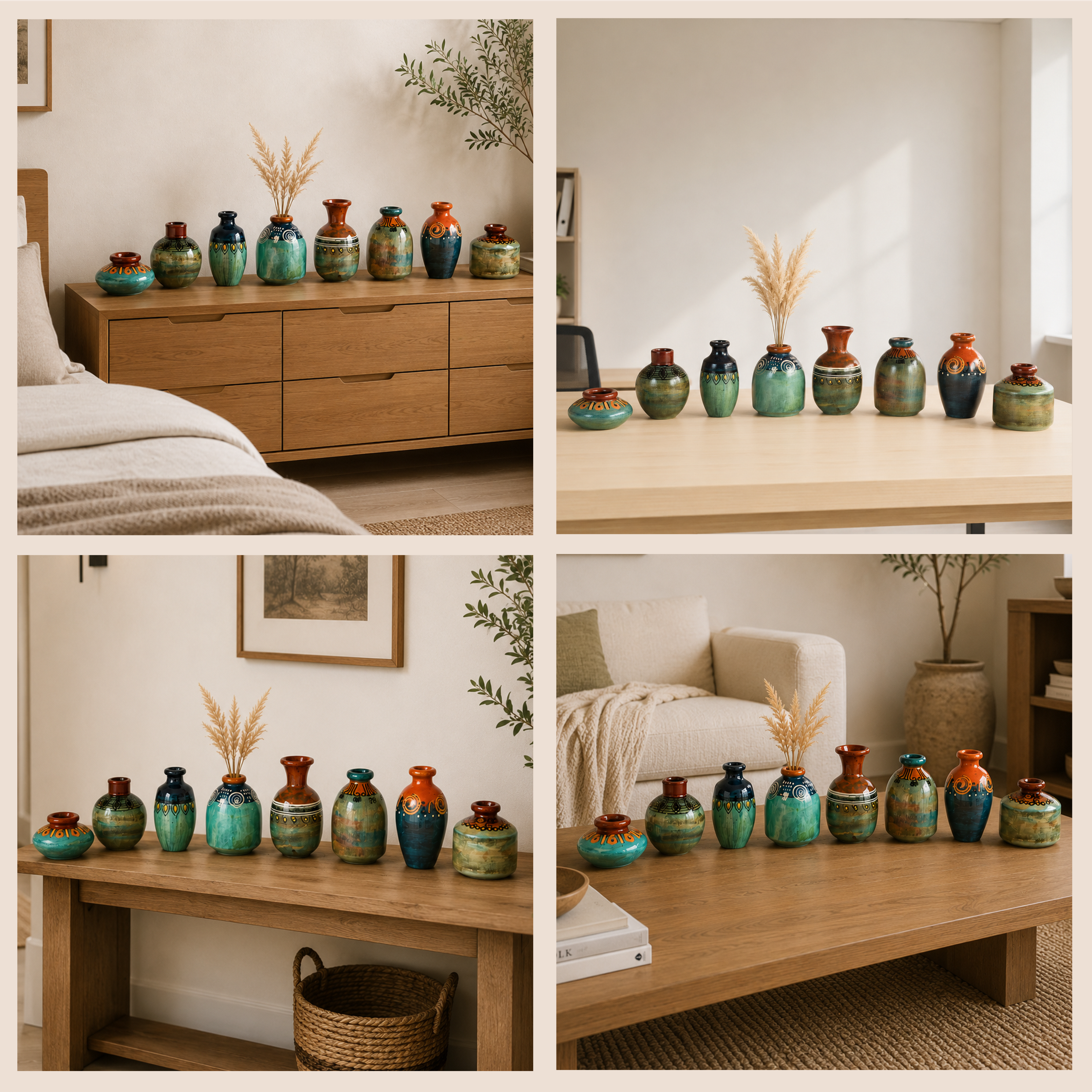 Myriad Hues Terracotta Miniature Decor Vases S08